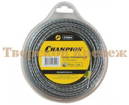 Леска триммерная витая CHAMPION ALU TWIST 3.0 25 м Леска триммерная витая CHAMPION ALU TWIST 3.0 25 м