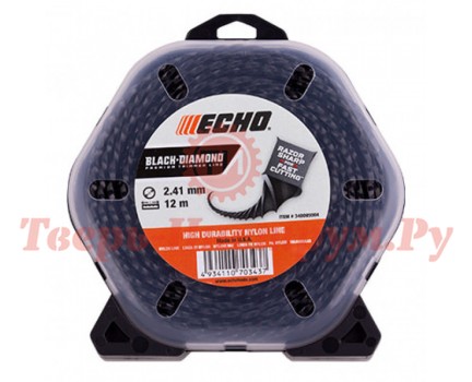 Леска триммерная ECHO Black Diamond Line 2.4 12 м