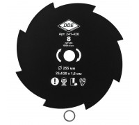 Нож для мотокосы DDE 255х1.6х25.4/20 8 зуба