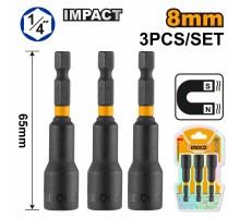 Насадка торцевая на шуруповерт INGCO 1/4" 8 мм 3 шт