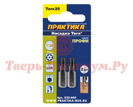 Бита отверточная ПРАКТИКА ПРОФИ TORX T25х25 2 шт Бита отверточная ПРАКТИКА ПРОФИ TORX T25х25 2 шт
