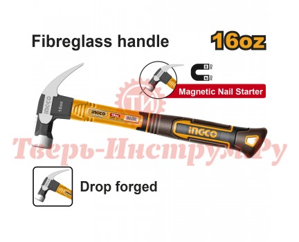 Молоток-гвоздодер INGCO 450 гр INDUSTRIAL Молоток-гвоздодер INGCO 450 гр INDUSTRIAL