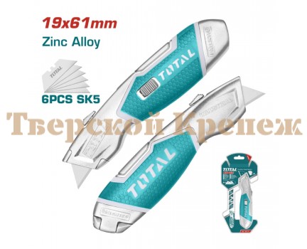 Нож строительный TOTAL 19 мм + 3 лезвия