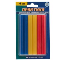 Клей для пистолета цветной ПРАКТИКА 11х100 6 шт