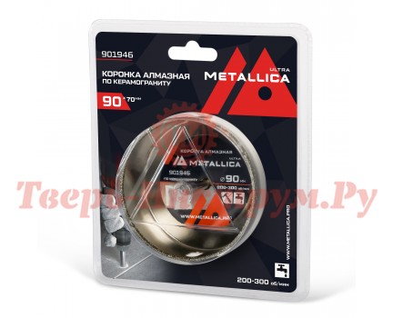Коронка алмазная по керамограниту METALLICA Ultra 90х70 мм Коронка алмазная по керамограниту METALLICA Ultra 90х70 мм