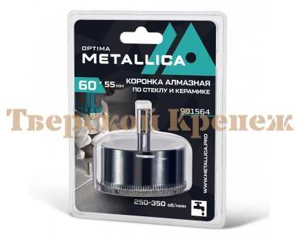Коронка алмазная по стеклу и керамике METALLICA Optima 60 мм 1 шт Коронка алмазная по стеклу и керамике METALLICA Optima 60 мм 1 шт