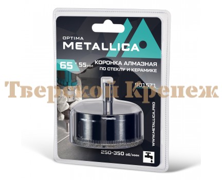 Коронка алмазная по стеклу и керамике METALLICA Optima 65 мм 1 шт Коронка алмазная по стеклу и керамике METALLICA Optima 65 мм 1 шт