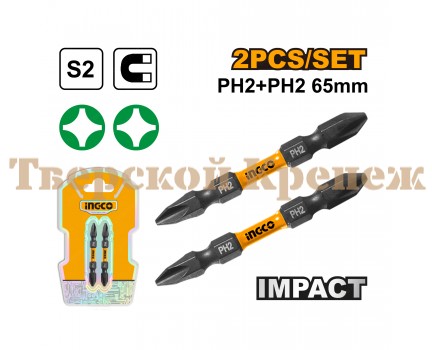 Бита отверточная INGCO PH-2<>PH2 2 шт Бита отверточная INGCO PH-2<>PH2 2 шт