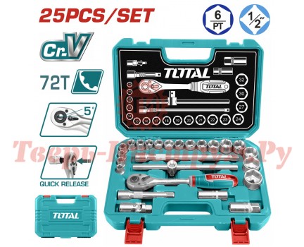 Набор головок торцевых TOTAL 1/2" с трещоткой 25 шт
