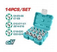 Набор торцевых головок TOTAL E 1/2" 3/8" 1/4" (14 предмета)