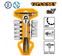 Набор головок торцевых INGCO 1/2" с трещоткой 12 шт INDUSTRIAL