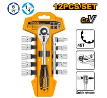 Набор головок торцевых INGCO 1/4" 12 шт