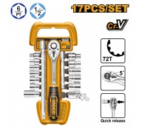 Набор головок с трещоткой INGCO 1/2" 17 предметов