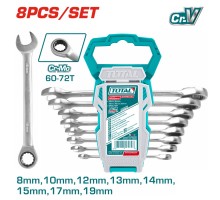 Набор комбинированных трещоточных ключей TOTAL 8 шт