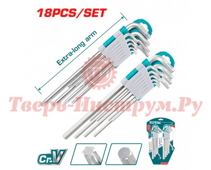 Набор шестигранников TOTAL HEX + TORX 18 шт Набор шестигранников TOTAL HEX + TORX 18 шт