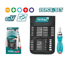 Отвертка реверсивная с битами TOTAL 26 шт