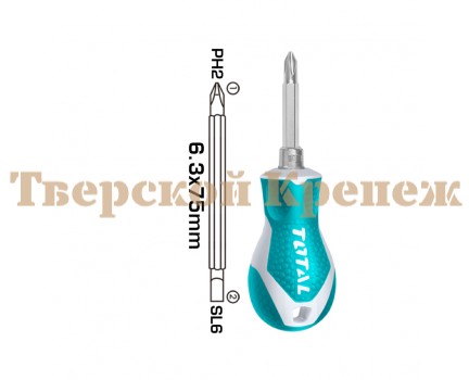 Отверткa двухсторонняя TOTAL 75 мм