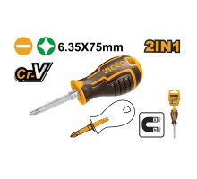 Отвертка двухсторонняя INGCO PH-2+SL6 75 мм