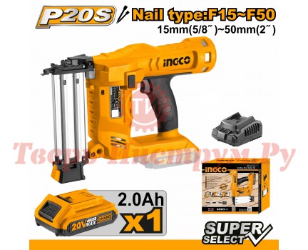 Нейлер аккумуляторный INGCO 20В F15-F50 GA18 Нейлер аккумуляторный INGCO 20В F15-F50 GA18