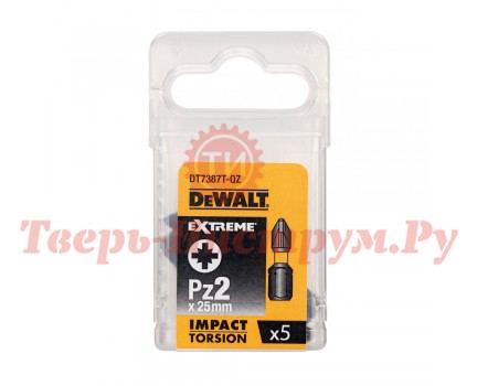 Биты ударные DEWALT IMPACT Torsion PZ2 25 мм 5 шт