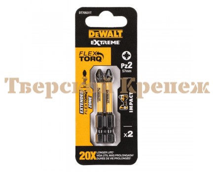 Биты ударные DEWALT IMPACT Torsion PZ2 57 мм 5 шт Биты ударные DEWALT IMPACT Torsion PZ2 57 мм 5 шт