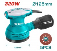 Эксцентриковая шлифмашина TOTAL 125 мм, 320 Вт
