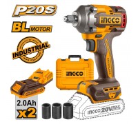 Гайковерт аккумуляторный INGCO 20В, 400 Нм, 1/2", BL, 2х2.0 Ач