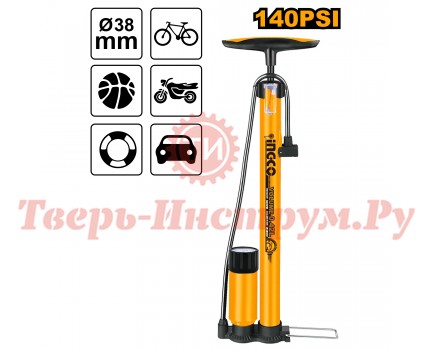 Насос бытовой ручной INGCO 38 мм 140 PSI Насос бытовой ручной INGCO 38 мм 140 PSI