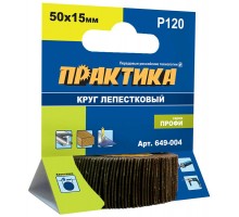 Круг лепестковый с оправкой ПРАКТИКА 50х15мм P120