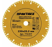 Диск алмазный ПРАКТИКА ЭКСПЕРТ УНИВЕРСАЛ 230х22 мм