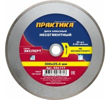 Диск алмазный несегментный ПРАКТИКА ЭКСПЕРТ 300х25.4 мм