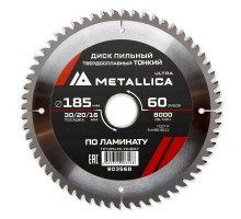 Диск пильный по ламинату METALLICA Ultra Thin 185x30/20/16х1.8х60z