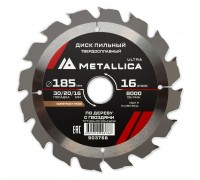 Диск пильный по дереву METALLICA Ultra 185x30/20/16х2.4х16z