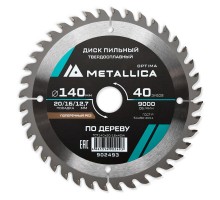 Диск пильный по дереву METALLICA Optima 140x20/16/12.7х2.4х40z