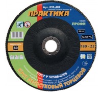 Круг лепестковый торцевой ПРАКТИКА 180х22 P60