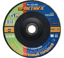 Круг лепестковый торцевой ПРАКТИКА 180х22 P60