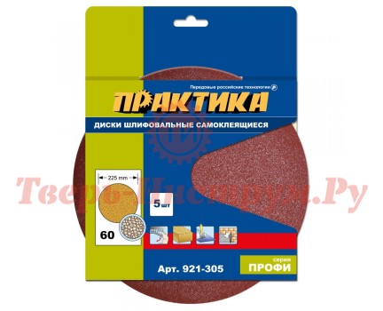 Круг шлифовальный прилипной ПРАКТИКА Ø225 P60 5 шт