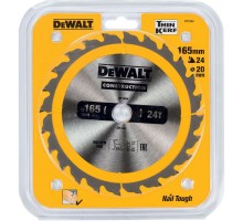 Диск пильный по дереву DEWALT CONSTRUCTION 165х20 24z ATB 10°