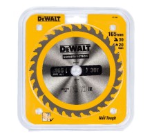 Диск пильный по дереву DEWALT CONSTRUCTION 165х20 30z ATB 10°