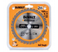 Диск пильный по дереву DEWALT CONSTRUCTION 165х20 36z ATB 3°