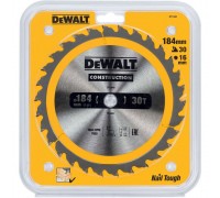 Диск пильный по дереву DEWALT CONSTRUCTION 184х16 30z ATB 10°