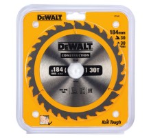 Диск пильный по дереву DEWALT CONSTRUCTION 184х30 30z ATB 10°