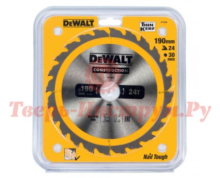 Диск пильный по дереву DEWALT CONSTRUCTION 190х30 24z ATB 10° Диск пильный по дереву DEWALT CONSTRUCTION 190х30 24z ATB 10°