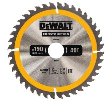 Диск пильный по дереву DEWALT CONSTRUCTION 190х30 40z ATB 10°