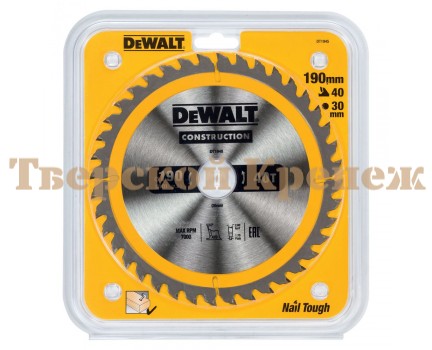 Диск пильный по дереву DEWALT CONSTRUCTION 190х30 40z ATB 10°