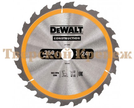 Диск пильный по дереву DEWALT CONSTRUCTION 250х30 24z ATB 10°