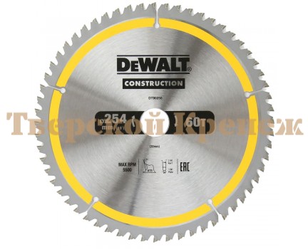 Диск пильный по дереву DEWALT CONSTRUCTION 254х30 60z ATB 7°