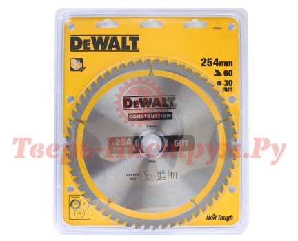 Диск пильный по дереву DEWALT CONSTRUCTION 254х30 60z ATB 7° Диск пильный по дереву DEWALT CONSTRUCTION 254х30 60z ATB 7°