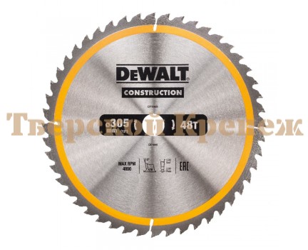 Диск пильный по дереву DEWALT CONSTRUCTION 305х30 48z ATB 10° Диск пильный по дереву DEWALT CONSTRUCTION 305х30 48z ATB 10°
