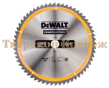 Диск пильный по дереву DEWALT CONSTRUCTION 305х30 60z ATB 5°